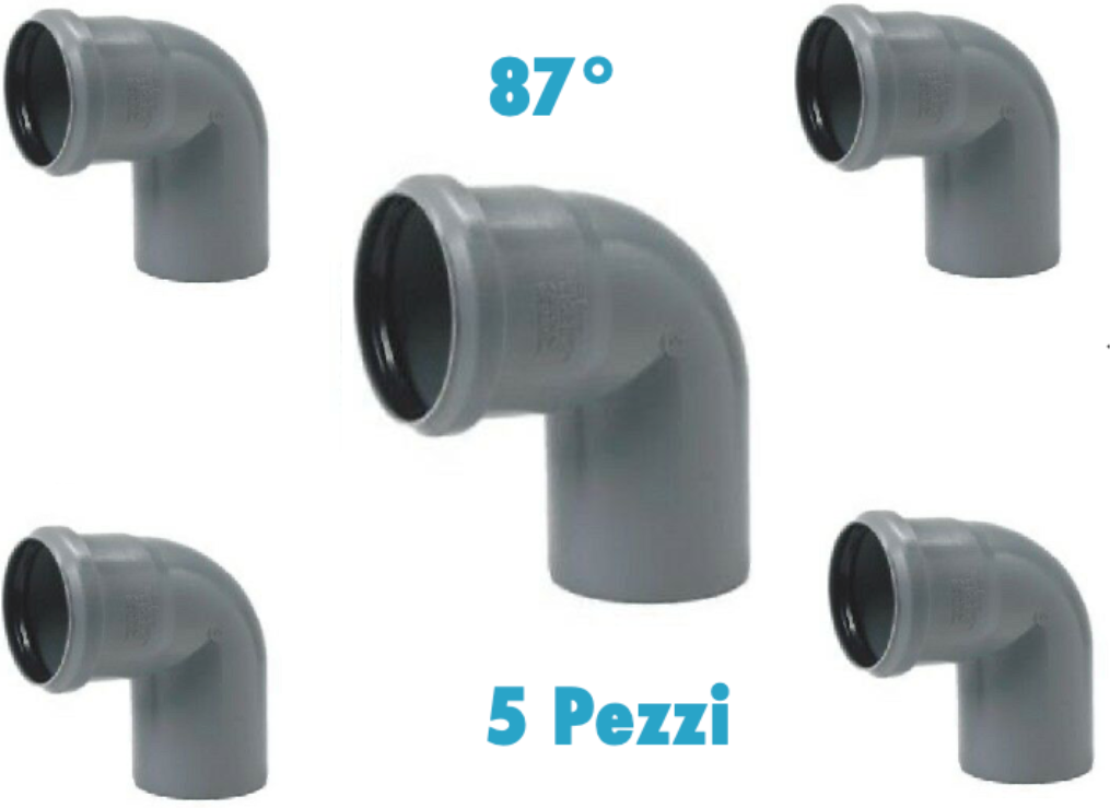 Redi Curve 87° (5 PEZZI) polipropilene diametro 40 mm Innesto