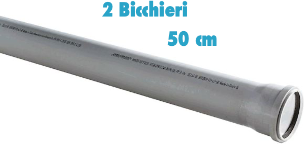 Redi Tubo polipropilene 50 CM 2 bicchieri ad innesto diametro 40 mm