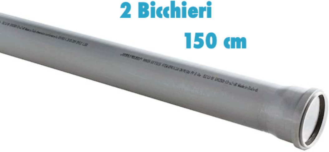 Redi Tubo polipropilene 150 cm 2 bicchieri ad innesto diametro 40 mm