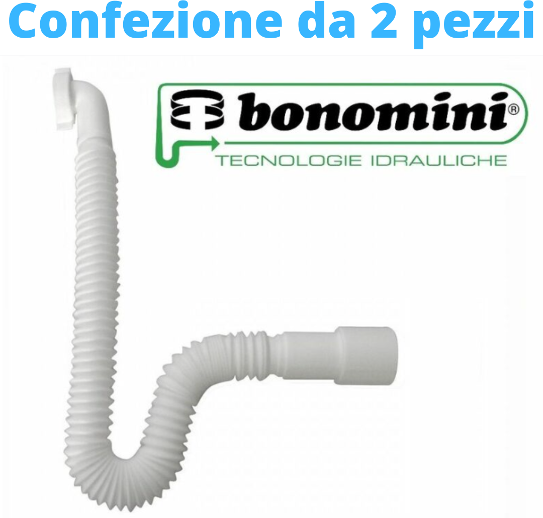 Bonomini Tubo di Scarico Jolly Flex con Attacco Curvo Varie Dimensioni 1"1/4 1"1/2 Confezione da due pezzi