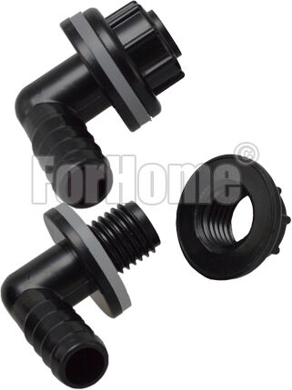 Raccordo Portagomma 90° / Troppo Pieno 3/8" Nero (Or)