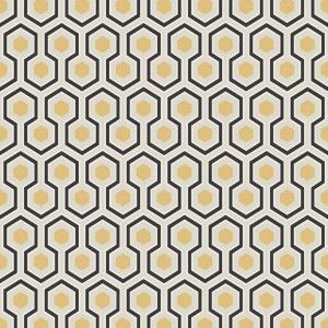 Cole & Son Hicks' Hexagon behang black grey & gold