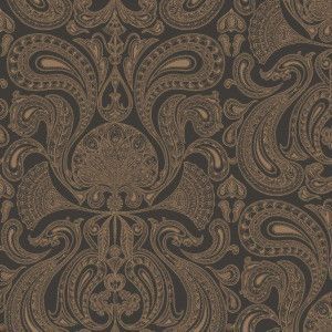 Cole & Son Malabar behang bronze on black