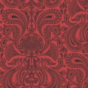 Cole & Son Malabar behang black on red