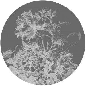 KEK Amsterdam Engraved Flowers zwart-wit behangcirkel 142.5 I