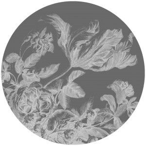 KEK Amsterdam Engraved Flowers zwart-wit behangcirkel 142.5