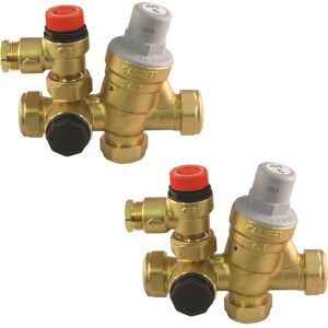 2 x Caleffi 22mm Inlet Control Multibloc Valve Group 533002CST / F0001021 (Twin Pack)