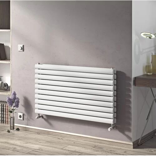 Belfry Heating Angela Horizontal Oval Panel Radiator Belfry Heating Radiator Colour: White, Size: 29.4cm H x 150cm W x 10.2cm D  - Size: 46.8cm H x 180cm W x 10.2cm D