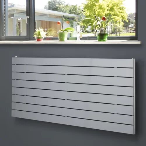 Belfry Heating Andrew Flat Panel Horizontal Single Panel Radiator Belfry Heating Size: 59.5cm H x 180cm W x 7.1cm D, Radiator Colour: Silver  - Size: 59.5cm H x 90cm W x 7.1cm D