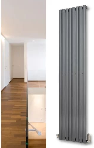 Belfry Heating Angela Vertical Designer Radiator Belfry Heating Size: 180cm H x 58.4cm W x 9cm D, Radiator Colour: Anthracite  - Size: 61cm H x 61cm W