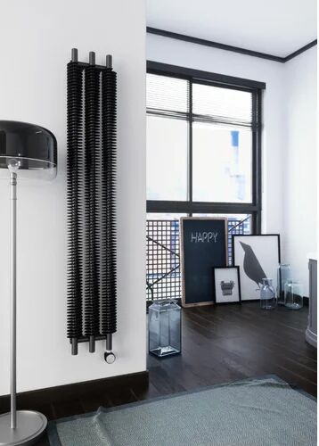 Terma Ribbon Vertical Designer Radiator Terma Radiator Colour: Black  - Size: 1300cm H X 440cm W X 72cm D