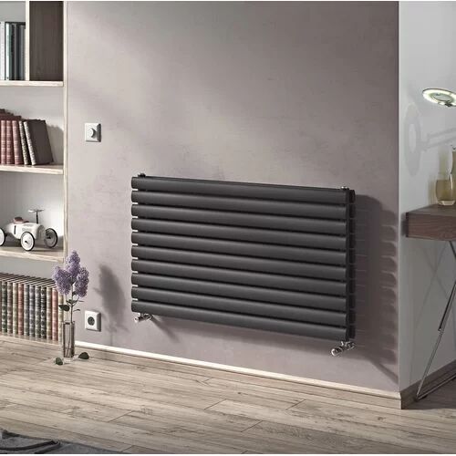 Belfry Heating Angela Horizontal Oval Panel Radiator Belfry Heating Radiator Colour: Grey, Size: 29.4cm H x 150cm W x 10.2cm D  - Size: 180cm H x 29.5cm W x 8.6cm D