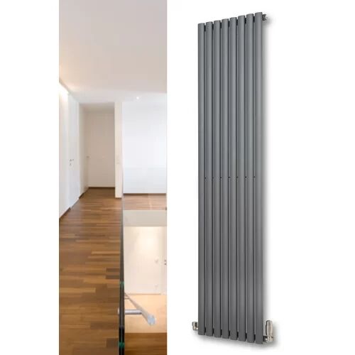 Belfry Heating Angela Vertical Designer Radiator Belfry Heating Size: 180cm H x 41cm W x 9cm D, Radiator Colour: Anthracite  - Size: 66.04cm H x 45.72cm W x 3.81cm D