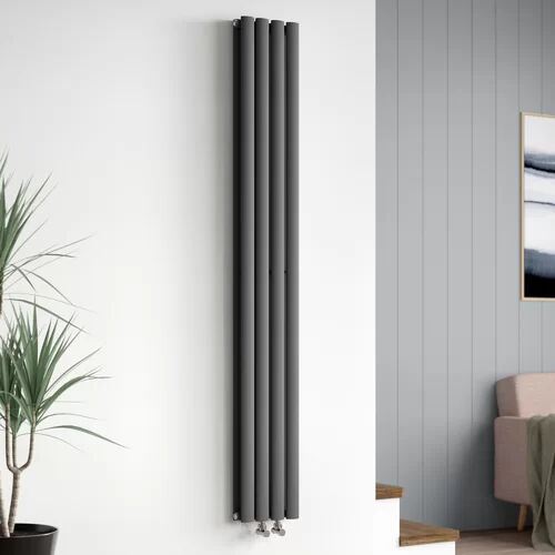 Hudson Reed Revive Vertical Oval Panel Radiator Hudson Reed Radiator Colour: Anthracite  - Size: 89cm H X 24cm D