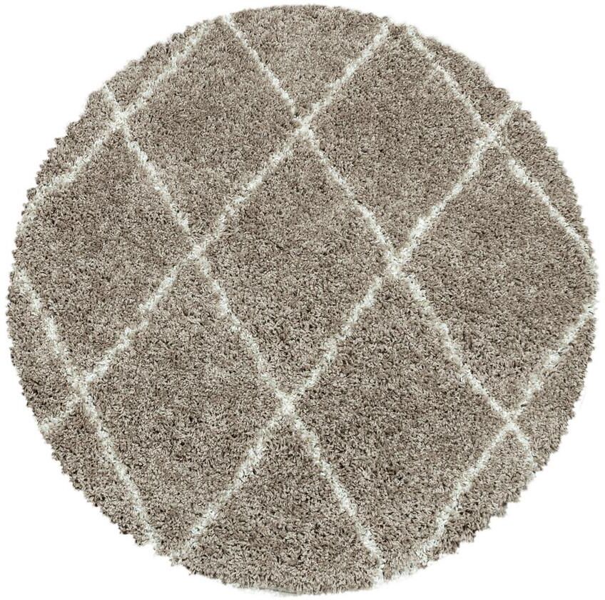 MÖBELIX Hochflor Teppich Beige Alvor Rund Ø 80 cm