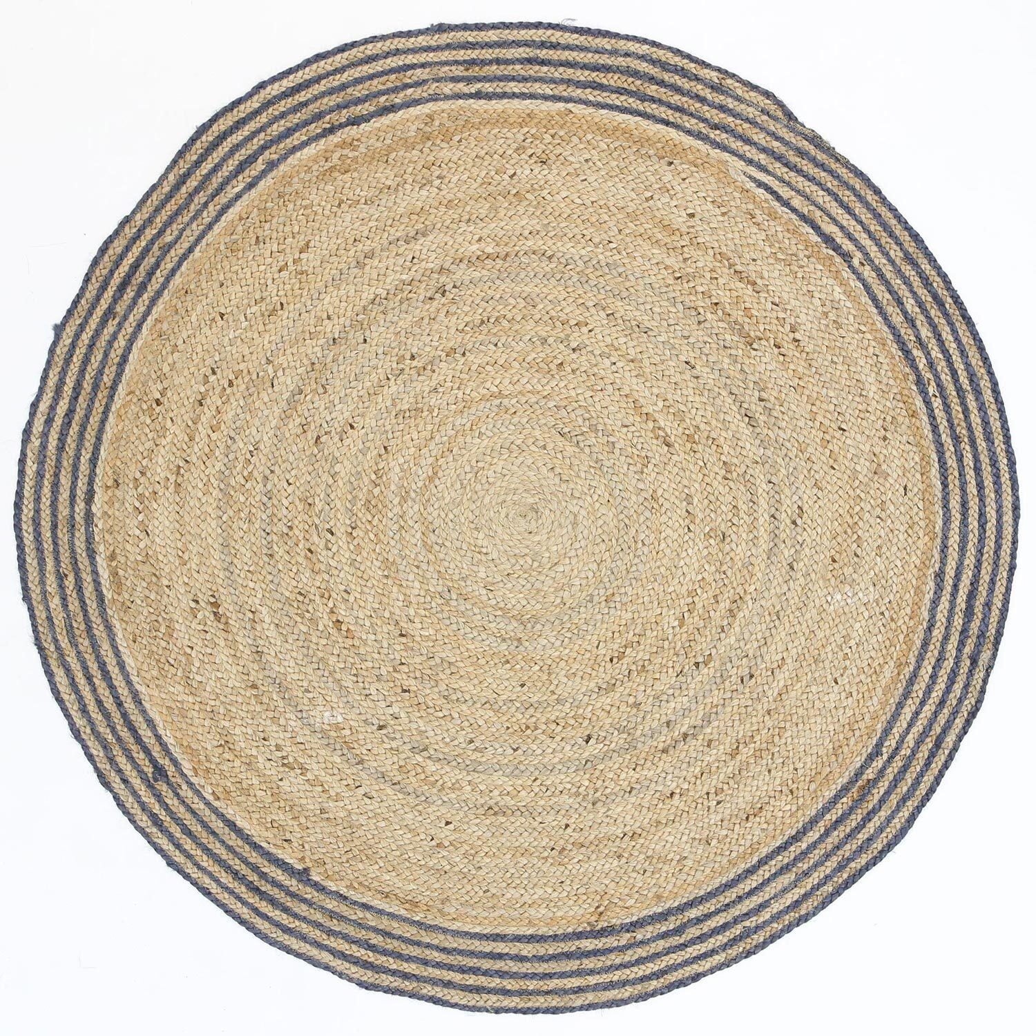 Unbranded Capri Natural Round Grey Boarder Rug