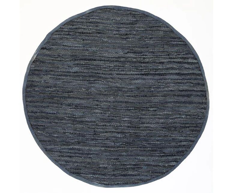 Unbranded Metro Modern Round Grey Leather Rug