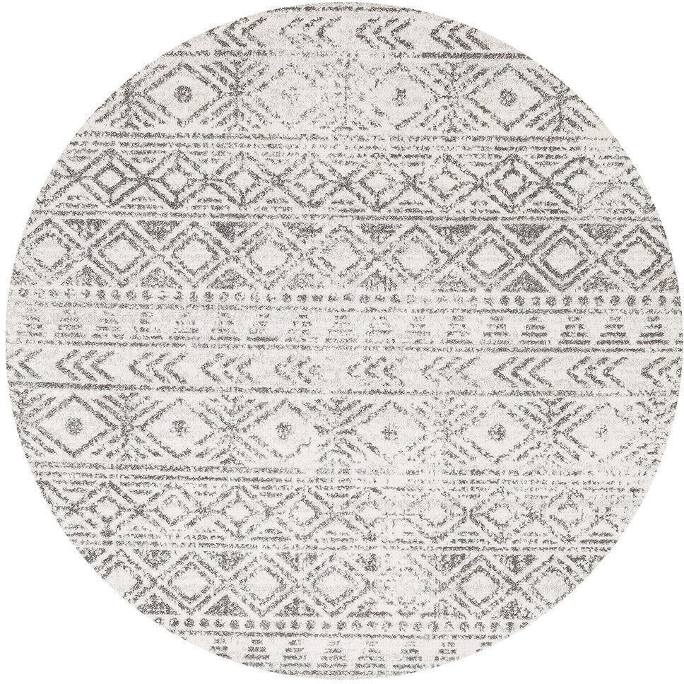 Unbranded Oasis Ismail White Grey Rustic Round Rug