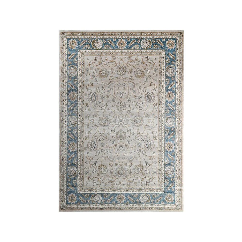 Unbranded Oregon Prague Cream Blue Border Rug