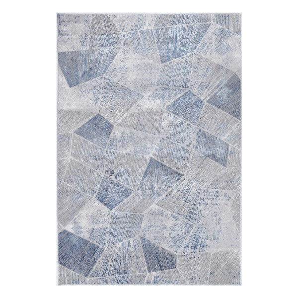Unbranded Isaiah Grey Blue Tiled Geometric Rug