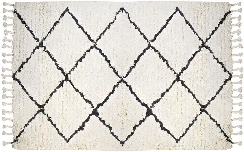 Vente-unique.be Tapis style berbère MARCUS - 100% laine - 120 x 170 cm - Beige et noir