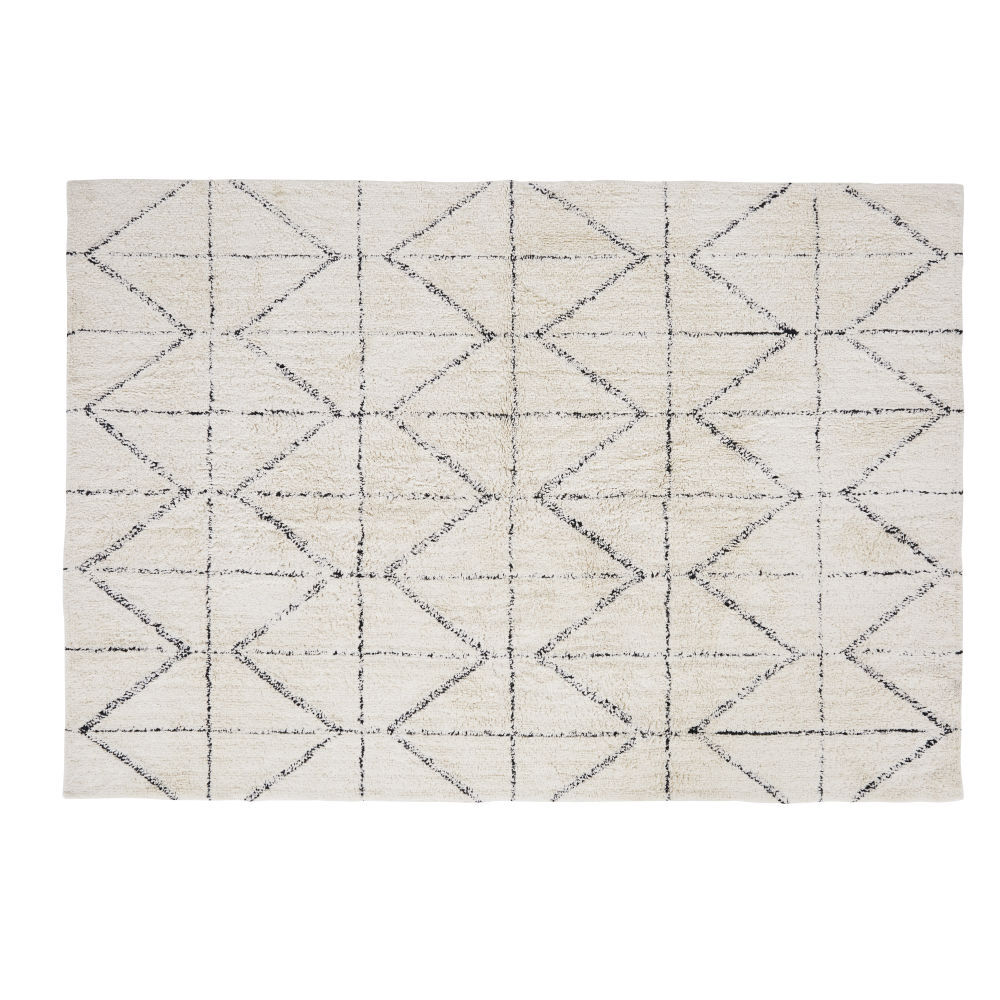 Maisons du Monde Ecru en zwart getuft tapijt met geometrische motieven 160x230