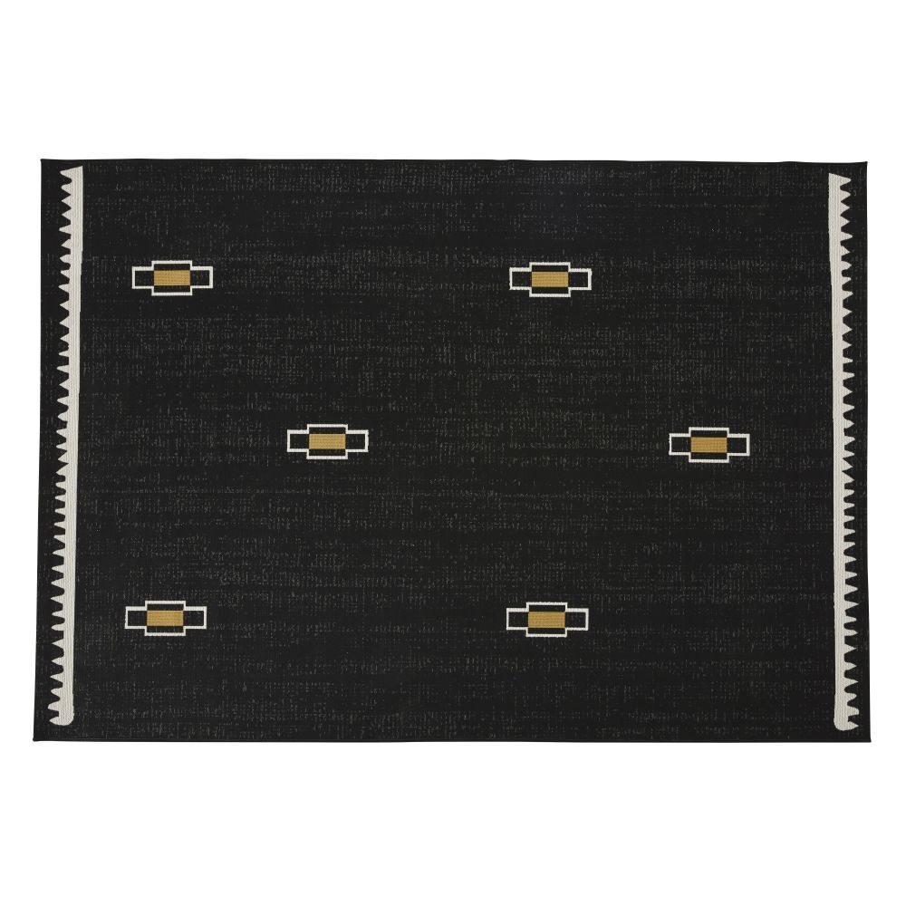 Maisons du Monde Tapis d'extérieur en polypropylène tissé jacquard noir à motifs 160x230