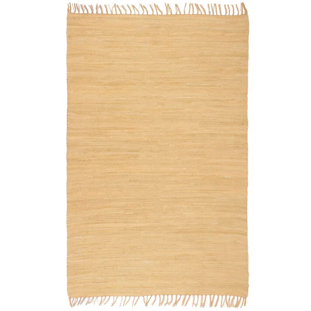 vidaXL Tapis Chindi Coton tissé à la main 80 x 160 cm Beige