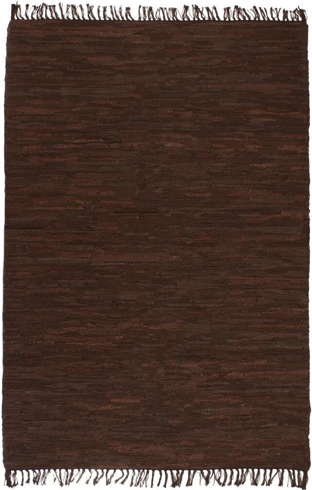 vidaXL Tapis Chindi tissé à la main Cuir 120 x 170 cm Marron