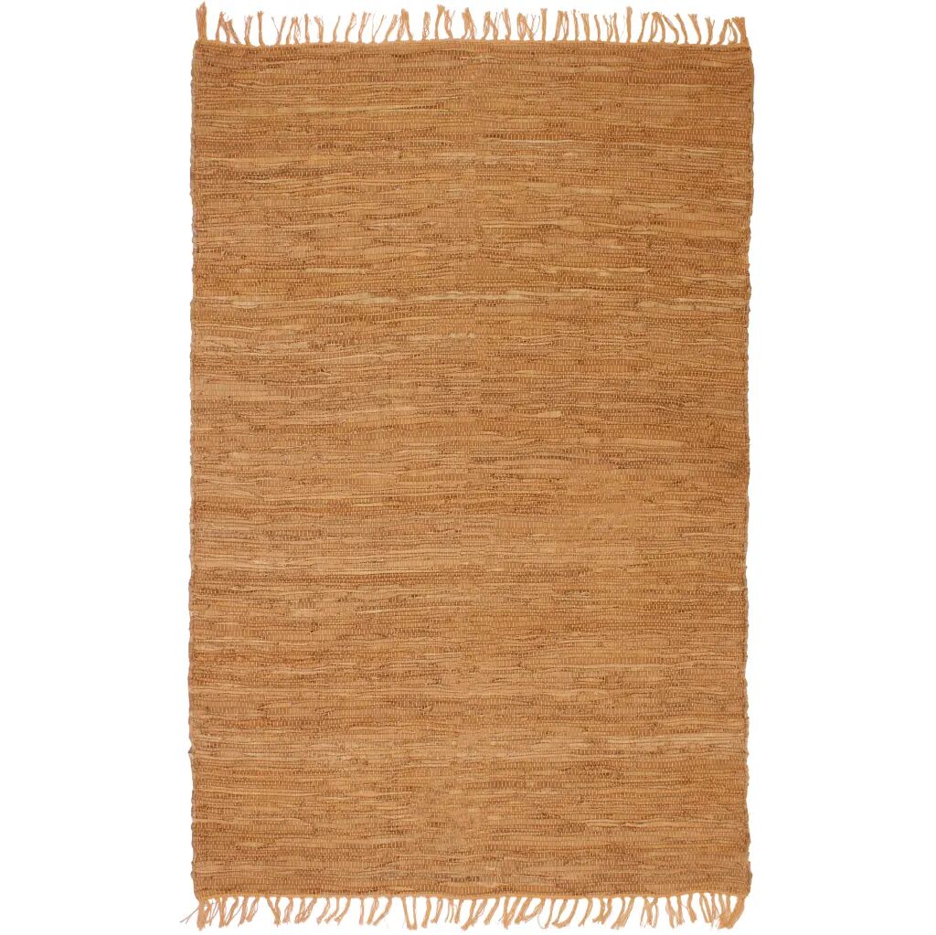 vidaXL Tapis Chindi Cuir tissé à la main 190 x 280 cm Brun roux