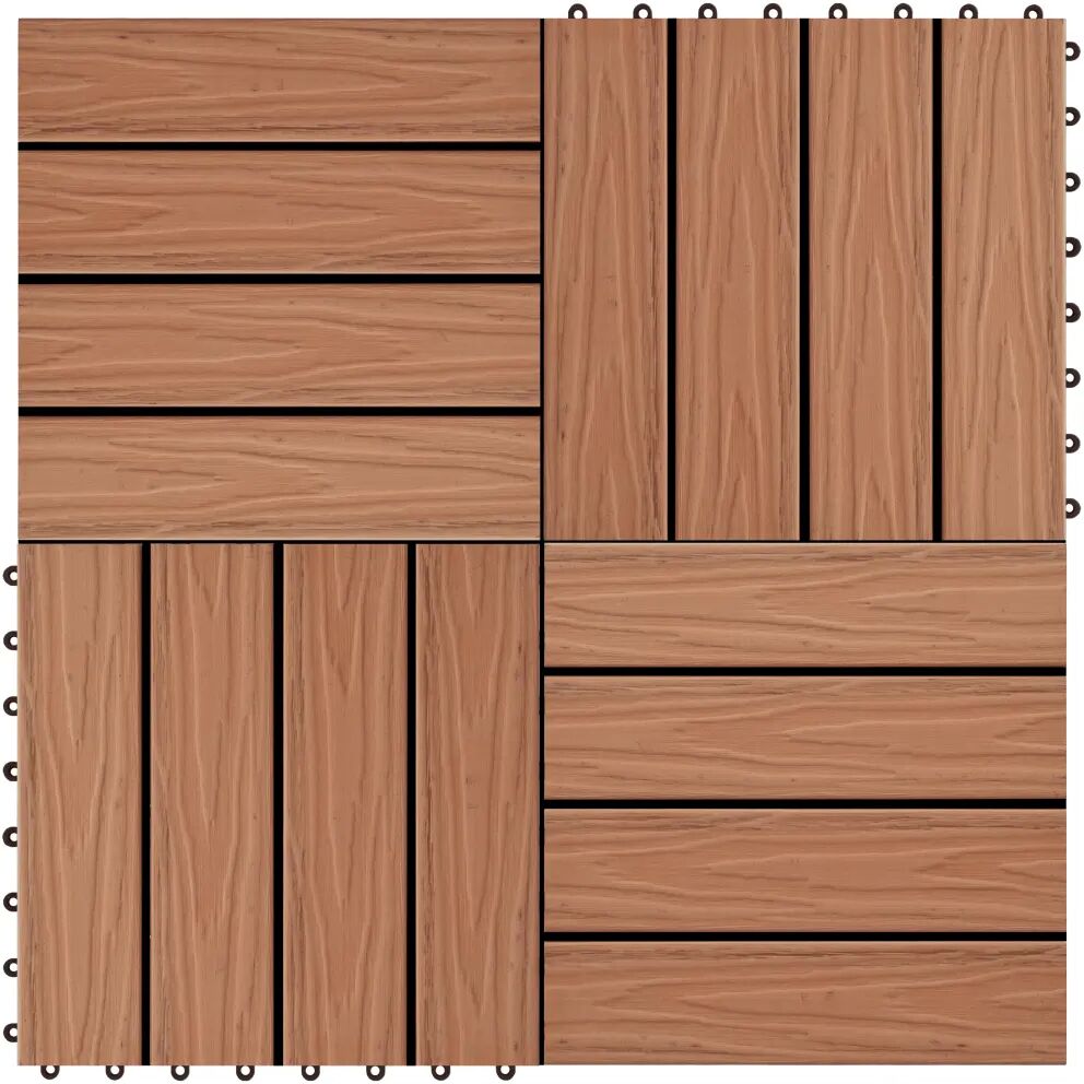 vidaXL Carreau de terrasse en relief 11 pcs WPC 30 x 30 cm 1 m² Marron