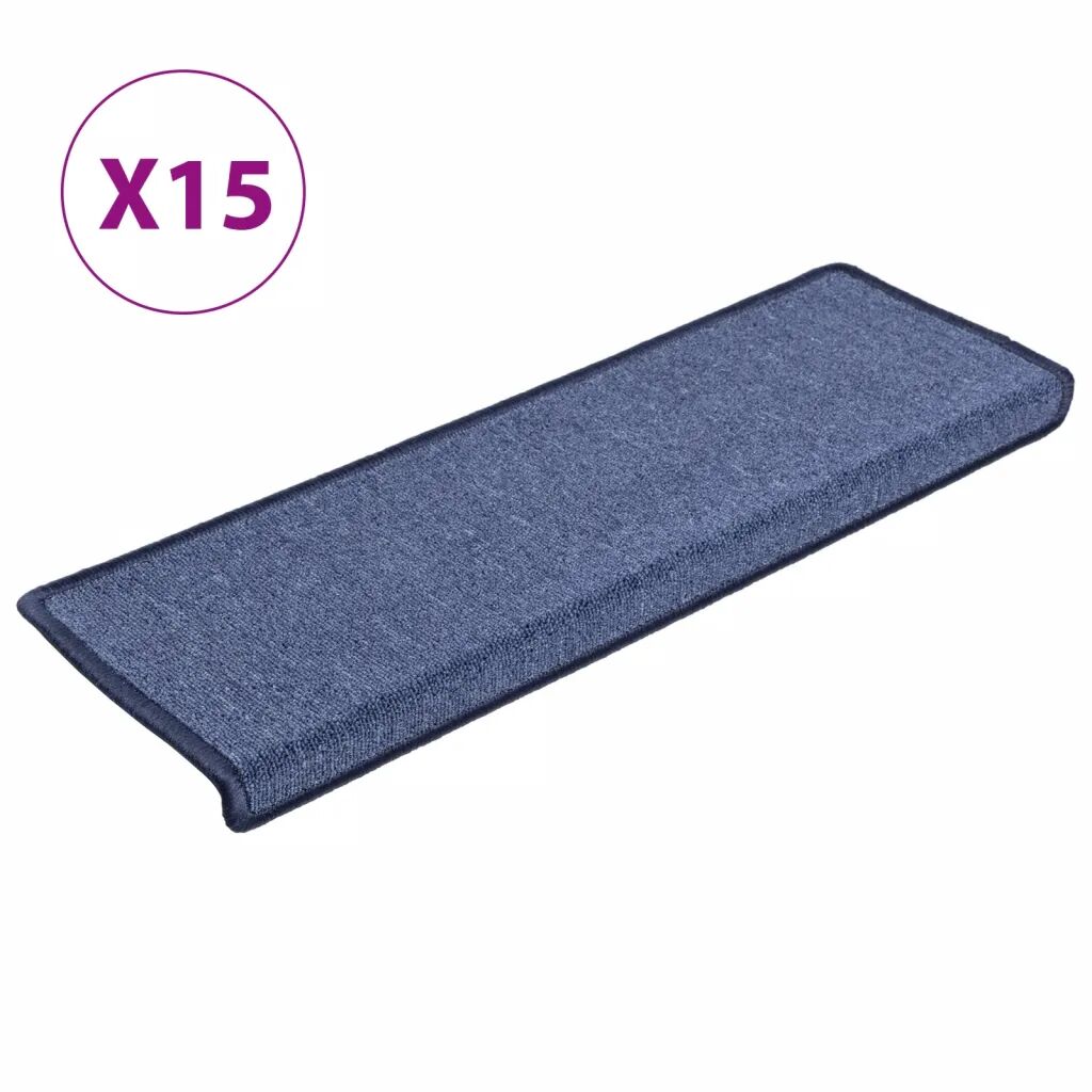 vidaXL Tapis d'escalier 15 pcs 65x25 cm Bleu