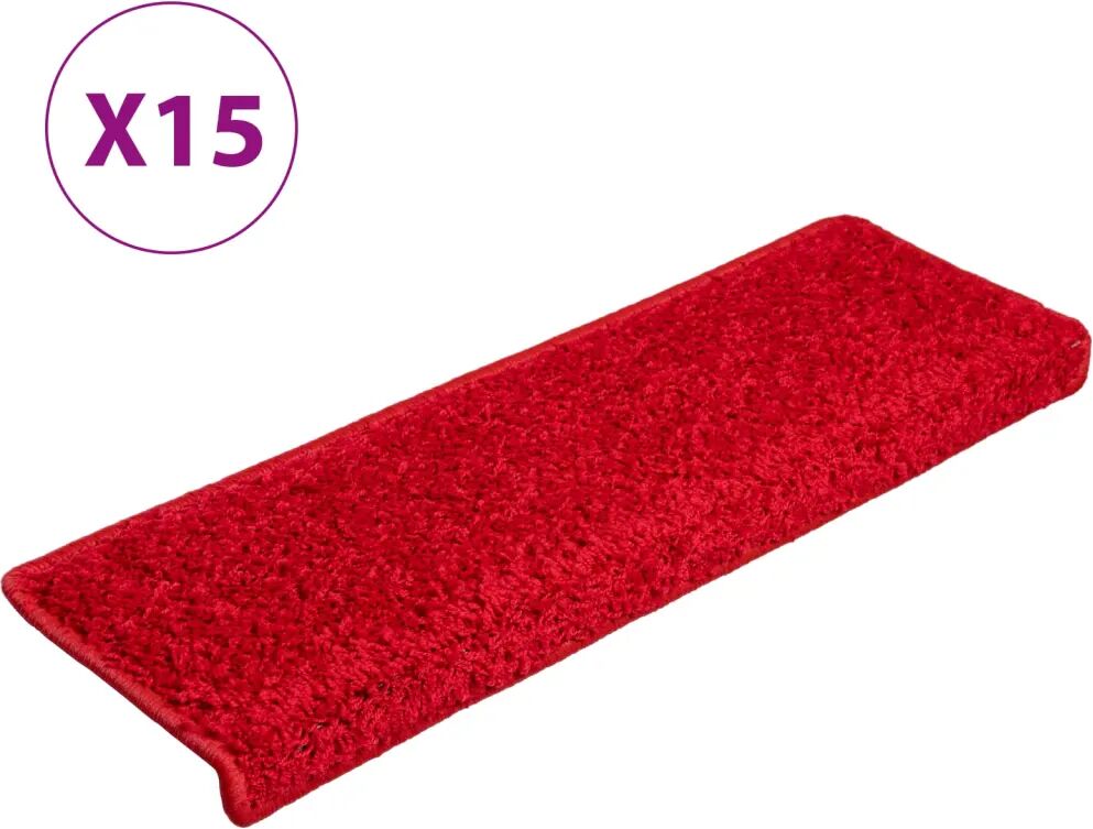 vidaXL Tapis d'escalier 15 pcs 65x25 cm Rouge