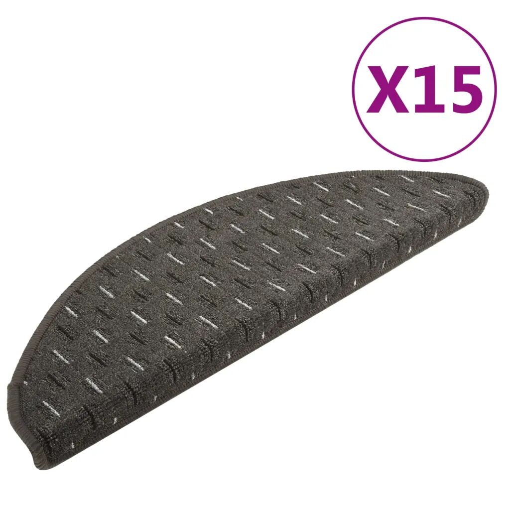 vidaXL Tapis de marches d'escalier 15 pcs Anthracite 56x20 cm