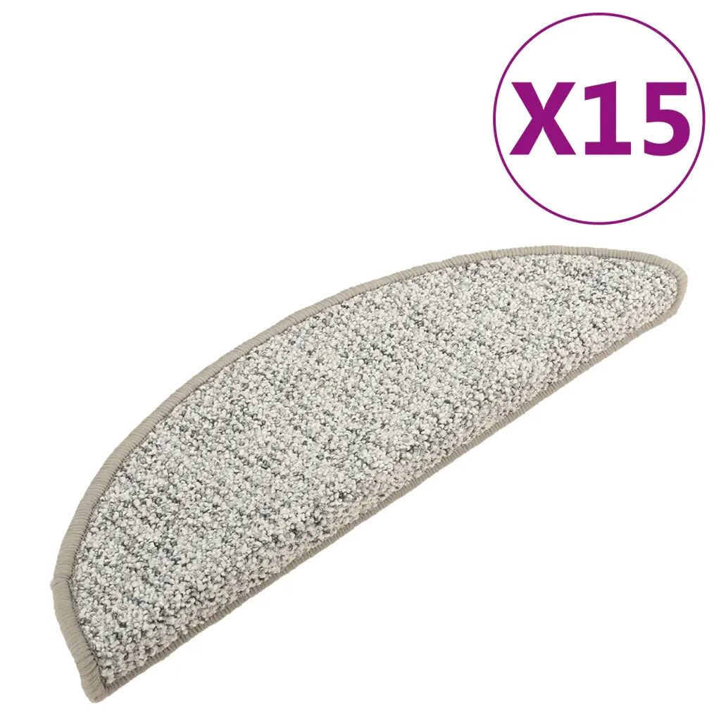 vidaXL Tapis de marches d'escalier 15 pcs Gris clair 65x25 cm