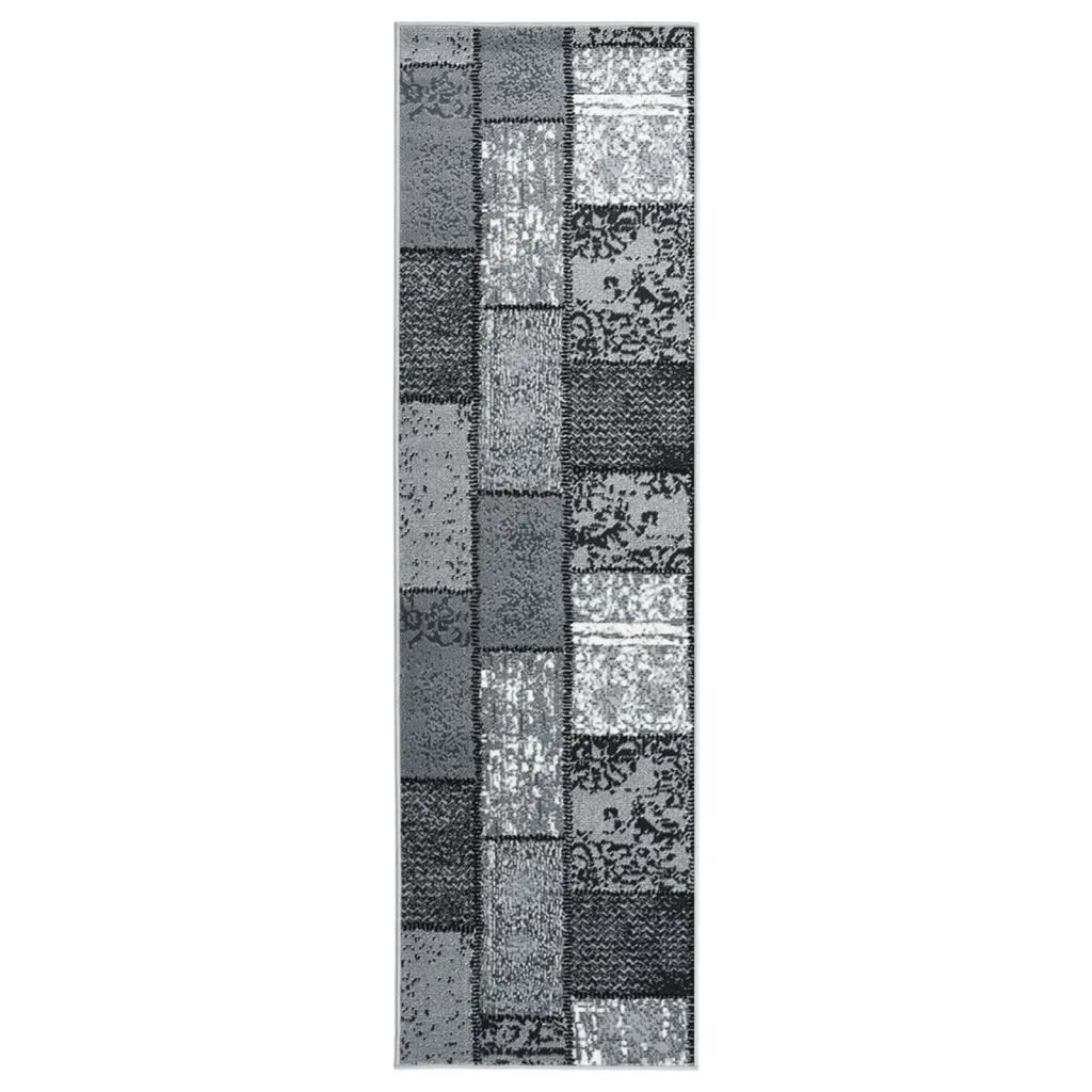 vidaXL Tapis BCF Gris avec motif de blocs 60x200 cm