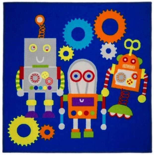 Flair Rugs Matrix Kiddy Robots Bleu Flair Rugs