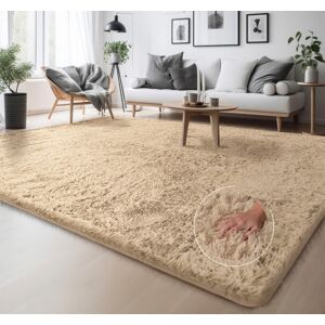 Home affaire Hochflor-Teppich »Serville«, rechteckig, Kuschelteppich, Uni... Beige  B/L: 120 cm x 170 cm