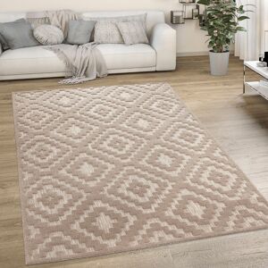 Paco Home Teppich »Livorno 671«, rechteckig, Uni-Farben, Scandi, Rauten... beige  B/L: 140 cm x 200 cm