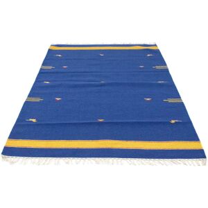 morgenland Wollteppich »Kelim Teppich handgewebt blau«, rechteckig, Kurzflor Blau Größe B/L: 120 cm x 180 cm