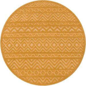 Paco Home Teppich »Livorno 673«, rund, Uni-Farben, Scandi, Rauten Muster,... gelb Größe Ø 200 cm