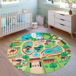 Paco Home Kinderteppich »Bino 563«, rund, Kurzflor, Strassen-Spiel-Teppich,... beige Größe Ø 160 cm