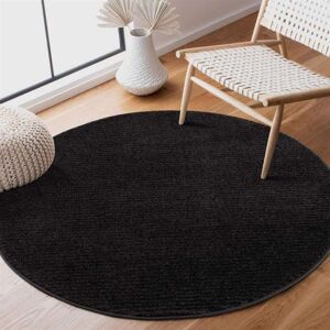 Carpet City Teppich »233-82-FANCY900«, rund, Kurzflor, Einfarbig, 3D-Optik,... schwarz Größe Ø 200 cm