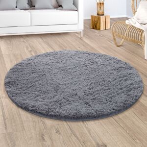 Paco Home Hochflor-Teppich »Silky 591«, rund, Uni Farben, besonders weich und... grau Größe Ø 80 cm