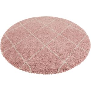 Leonique Hochflor-Teppich »Belle«, rund, Rauten-Design, weiche Haptik rosa/creme Größe Ø 120 cm