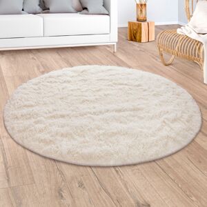 Paco Home Hochflor-Teppich »Silky 591«, rund, Uni Farben, besonders weich und... elfenbeinfarben Größe Ø 80 cm