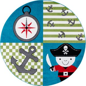 Ayyildiz Teppiche Kinderteppich »Kids 450«, rund, Piraten und Seeräuber Motiv blau Größe Ø 120 cm