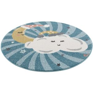 Carpet City Kinderteppich »Anime9380«, rund, Teppich Mond, Wolken, Sterne,... blau Größe Ø 120 cm