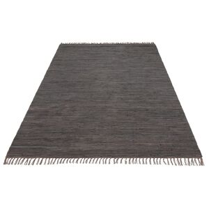 my home Teppich »Ares«, rechteckig, Uni Farben, handgewebt, mit Fransen grau Größe B/L: 70 cm x 140 cm
