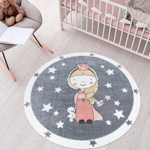 Carpet City Kinderteppich »ANIME893«, rund, Kinderzimmer Teppich Modern mit... grau Größe Ø 160 cm